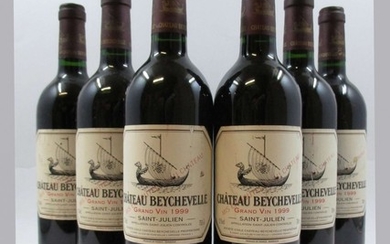 6 bouteilles CHÂTEAU BEYCHEVELLE 1999 4è GC Saint Julien (étiquettes léger tachées