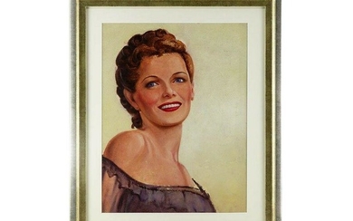 c1940 Hollywood Actress Maureen O’Hara Oil Painting by