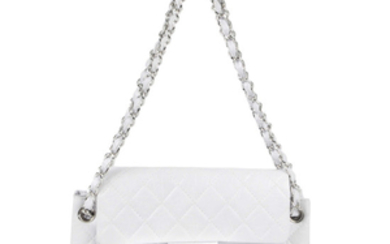 CHANEL - a white Crinkled Calfskin Quilted Accordion Double Flap handbag.