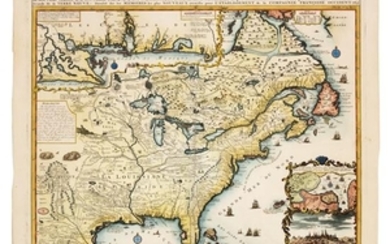 * CHATELAIN, Henri Abraham (1684-1743). Carte de la Nouvelle France: oú se voit le cours des Grandes Rivieres de S. Laurens & de Mississipi. [Amsterdam, 1719].