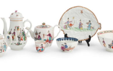 A collection of Worcester chinoiserie decorated teaware