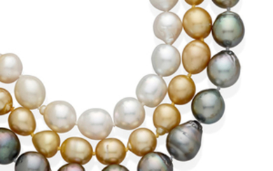 A colored cultured pearl necklace