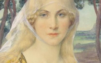 Elisabeth Sonrel (French, 1874-1953), A girl wearing Breton costume