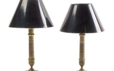 A Pair of Empire Style Gilt Metal Candlesticks