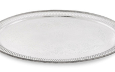 An English sterling silver two-handled presentation tray