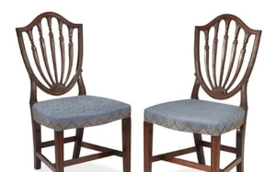 Pair of Federal carved mahogany shield-back side chairs Philadelphia,...
