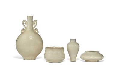 FOUR CREAMY-WHITE-GLAZED SOFT-PASTE VESSELS, LATE MING-EARLY QING DYNASTY