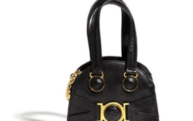 A Gianni Versace Black Leather Mini Medusa Handbag