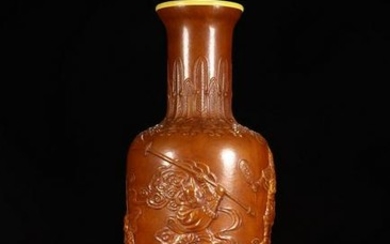 A GOURD MATERIAL VASE CARVED IN MONKEY KING