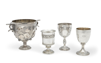 A group of Three English silver footed cups