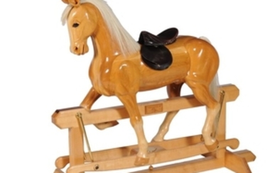 Henry Maas, a handcrafted light oak trestle rocking horse