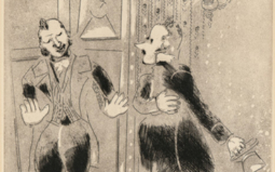 Marc Chagall (Russian/French, 1887-1985) Le suisse ne laisse pas entrer Tchitchikov