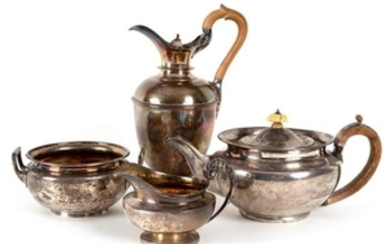 A matched silver tea and coffee service, comprising a