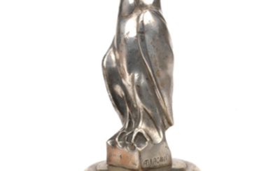 A rare Art Deco 'Hibou' (Owl) mascot by Alfredo Biagini for Sasportas, Italian, 1920s