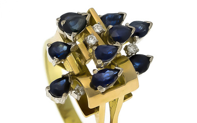 Sapphire diamond ring GG / WG 585/000 with 10