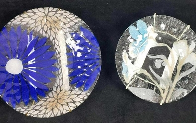 Signed Sydenstricker Set of 2 Fused Art Glass Plates
