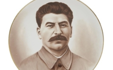 A Soviet cabinet plate with portrait of Joseph Stalin...