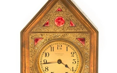 Tiffany & Co. NY Bronze and Enameled Desk Clock