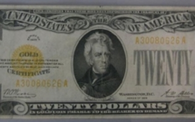 Twenty Dollar Gold Certificate, Series 1928, serial