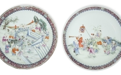 TWO FAMILLE ROSE DISHES WITH BOYS, REPUBLIC PERIOD