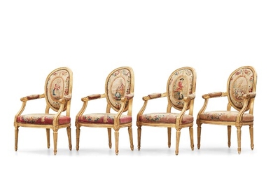 A set of four Louis XVI armchairs.