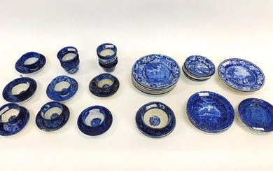 (52) pieces of Staffordshire historic blue