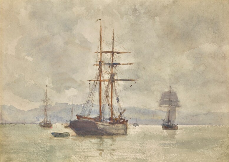 SAILING SHIPS AT ANCHOR, Henry Scott Tuke, R.A., R.W.S.