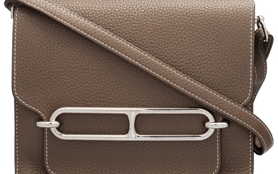 Hermès 23cm Etoupe Clemence Leather Roulis Bag with Palladium...