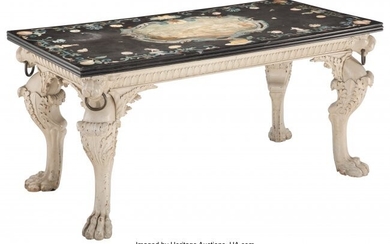 61046: An Irish Carved and Painted Wood Table with Ital