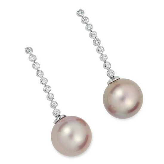 PEARL AND DIAMOND DROP EARRINGS in 18ct white gold
