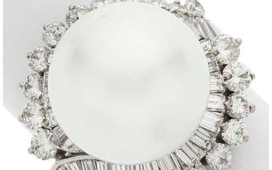74046: Diamond, South Sea Cultured Pearl, White Gold Ri