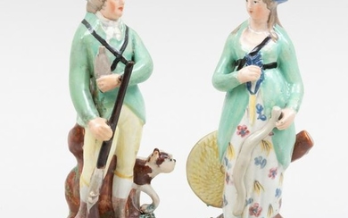 Pair of Staffordshire Pearlware Figures of a Hunter and