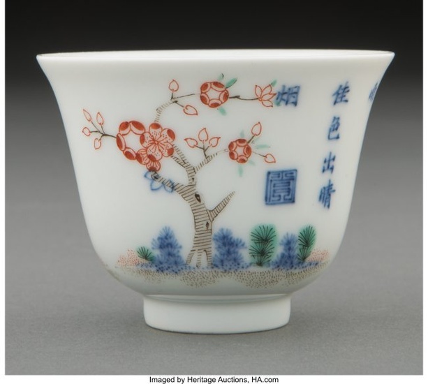 78046: A Chinese Wucai Porcelain Wine Cup Marks: six-ch