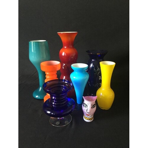 8 glass vases in various sizes. Thought to be Scandinavian ...