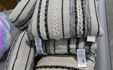 8 natural fibre black and beige cushions8 natural fibre black...