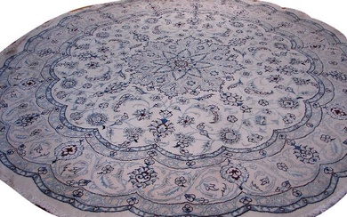 8 x 8 Persian Nain Wool and Silk ROUND Rug