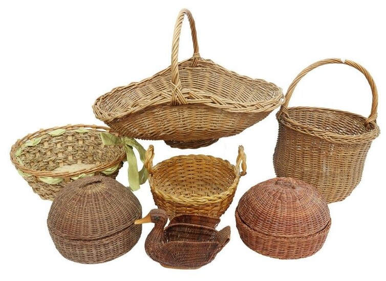 (9) COLLECTION OF WICKER HANDLED & OTHER BASKETS