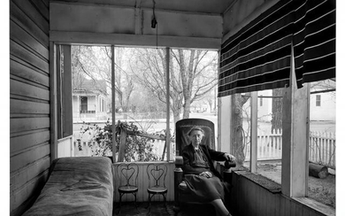 ADAMS, ANSEL (1902-1984) Mrs. Gunn on Porch, Independence, California, 1944.
