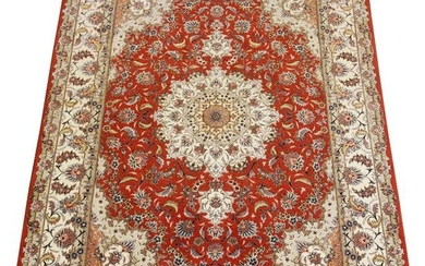PERSIAN TABRIZ FINELY WOVEN SILK AND WOOL RUG
