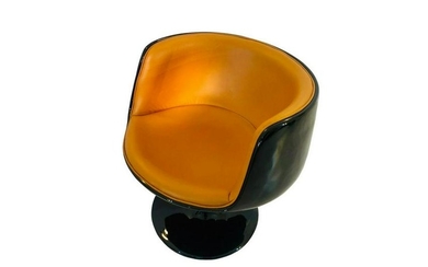 Vintage 1960s Design Armchair in Black Cognac