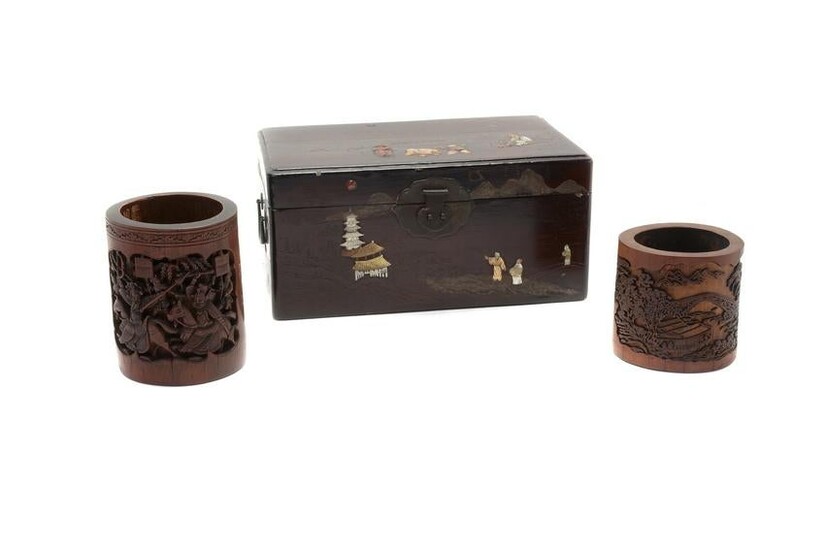 Three Chinese Carved Wooden Items