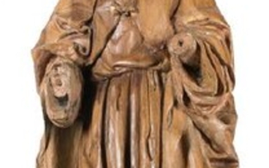 Saint Peter. Carved oak wood sculpture with polychrome