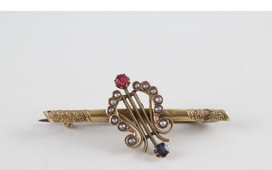 9ct gold paste & seed pearl antique brooch, Hallmarked Chest...