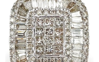 9ct white gold diamond cocktail ring set with round brillian...