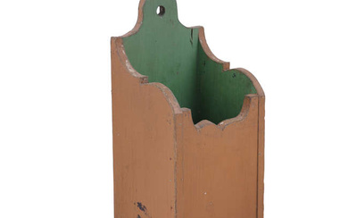 A 19TH CENTURY PAINTED PINE CANDLE BOX, square base,...