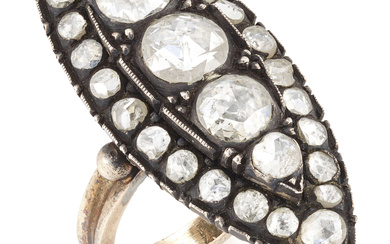 A 19th century rose-cut diamond marquise cluster ring, set with...