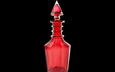 A 19th century ruby glass decanter.