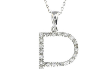A 9ct gold diamond initial 'P' pendant, with trace-link chain.
