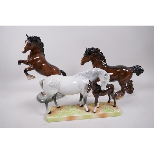 A Beswick figure of a grey mare and foal, no.1811, together ...