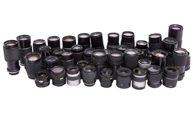 A Box of Miscellaneous 35mm Camera Lenses